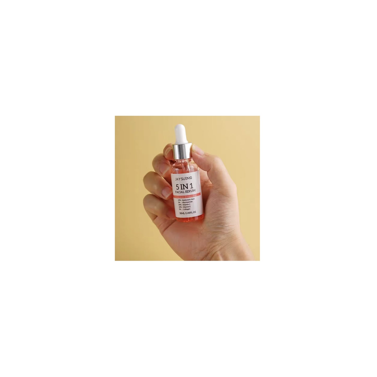 Suero Facial Reafirmante 5 en 1 – Ácido Hialurónico, Vitamina C, Niacinamida, Colágeno y Vitamina E – Antiarrugas e Iluminador 30 ml
