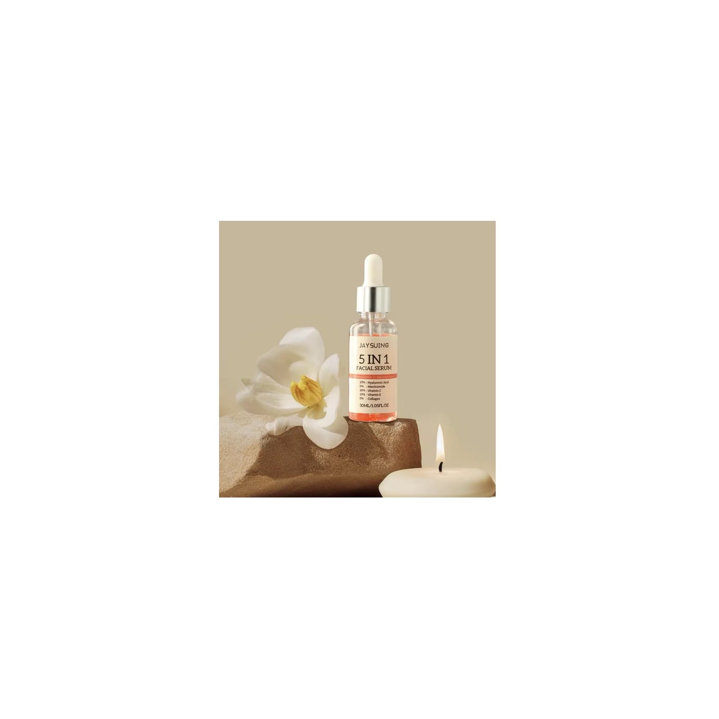 Suero Facial Reafirmante 5 en 1 – Ácido Hialurónico, Vitamina C, Niacinamida, Colágeno y Vitamina E – Antiarrugas e Iluminador 30 ml
